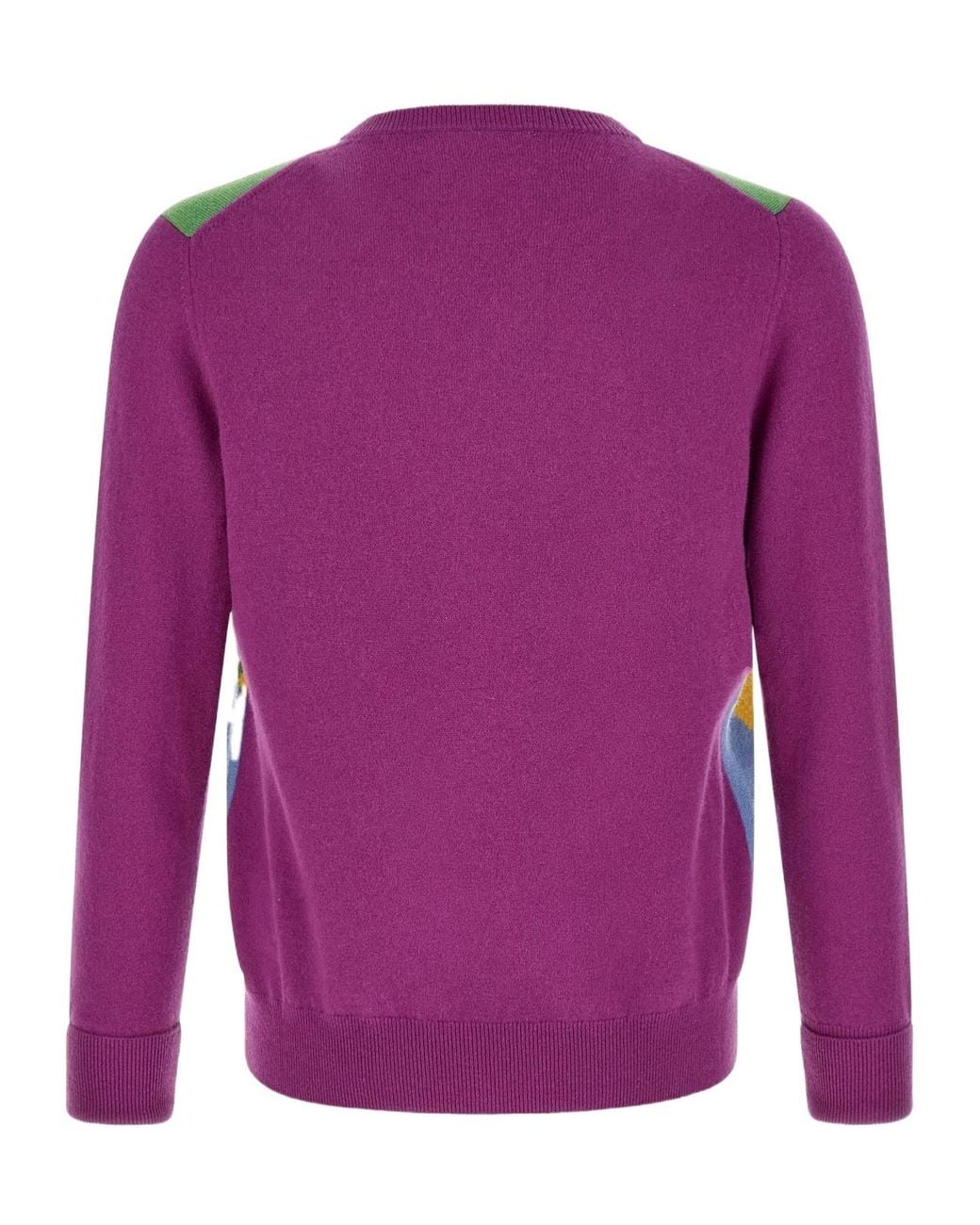 Ballantyne Pink Diamond Intarsia V-Neck Knitted Sweater for men