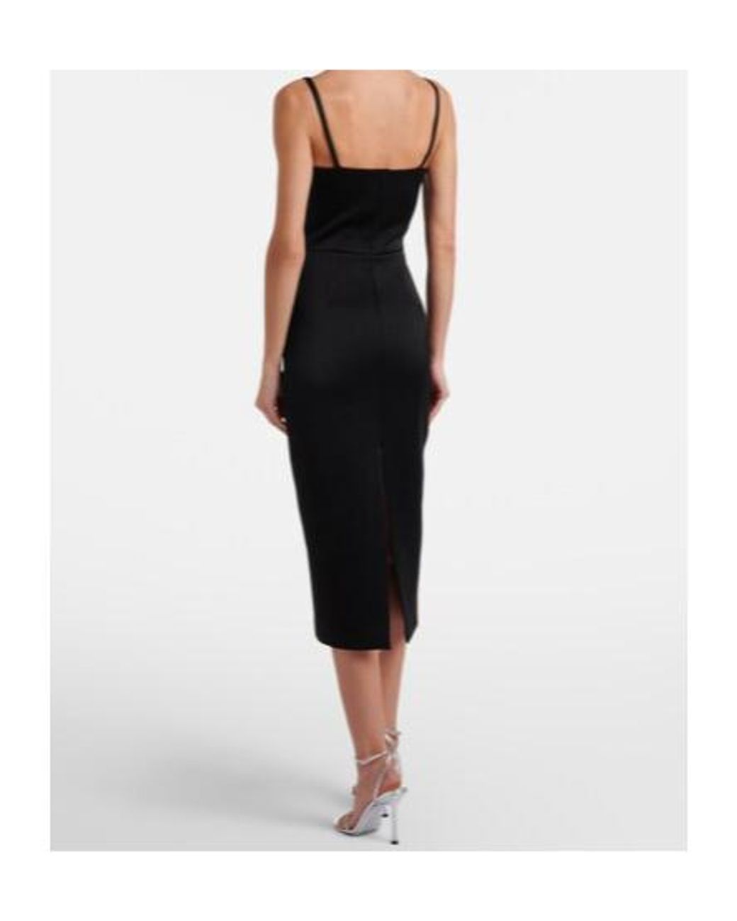 David Koma Black Floral-Appliqué Satin And Taffeta Gown