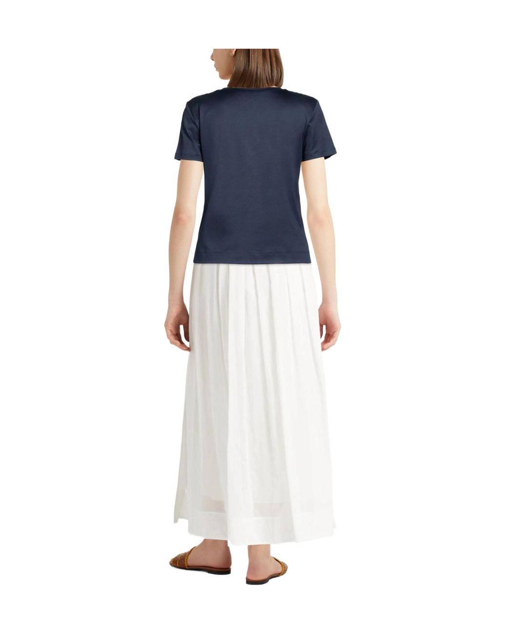 Max Mara Blue Solid Color Basic T-Shirts
