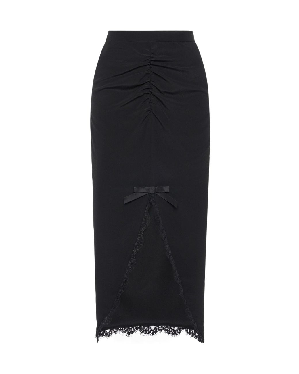 Alessandra Rich Black Lace-Trim Midi Skirt