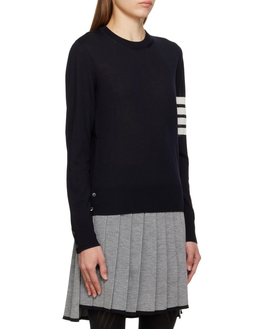 Thom Browne Blue 4-Bar Ribbed Crewneck Jumper