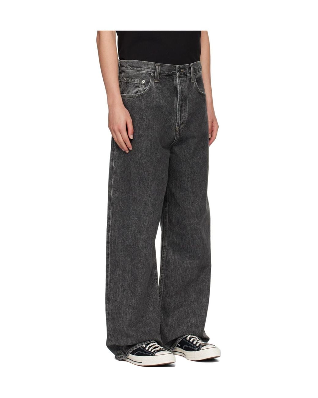 Agolde Gray Denim Trousers With Belt Loops for men