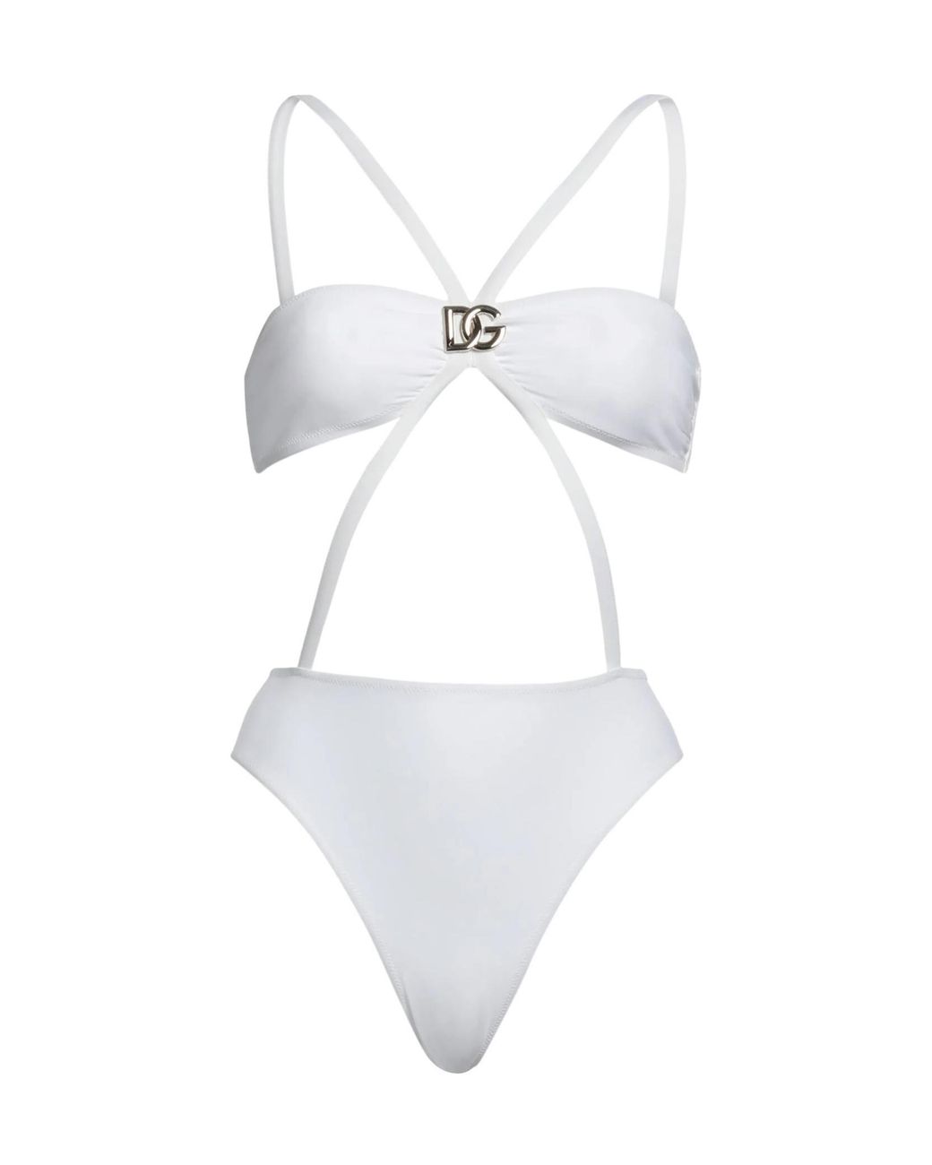 Dolce & Gabbana White Solid Color Onepiece Swimsuits