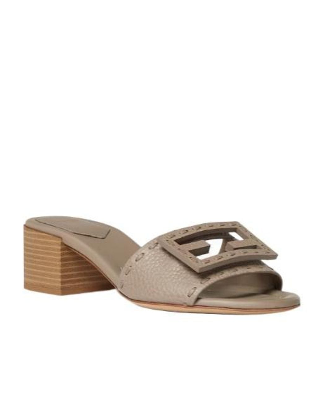 Fendi Multicolor Baguette Whipstitch-Trim Heeled Sandals