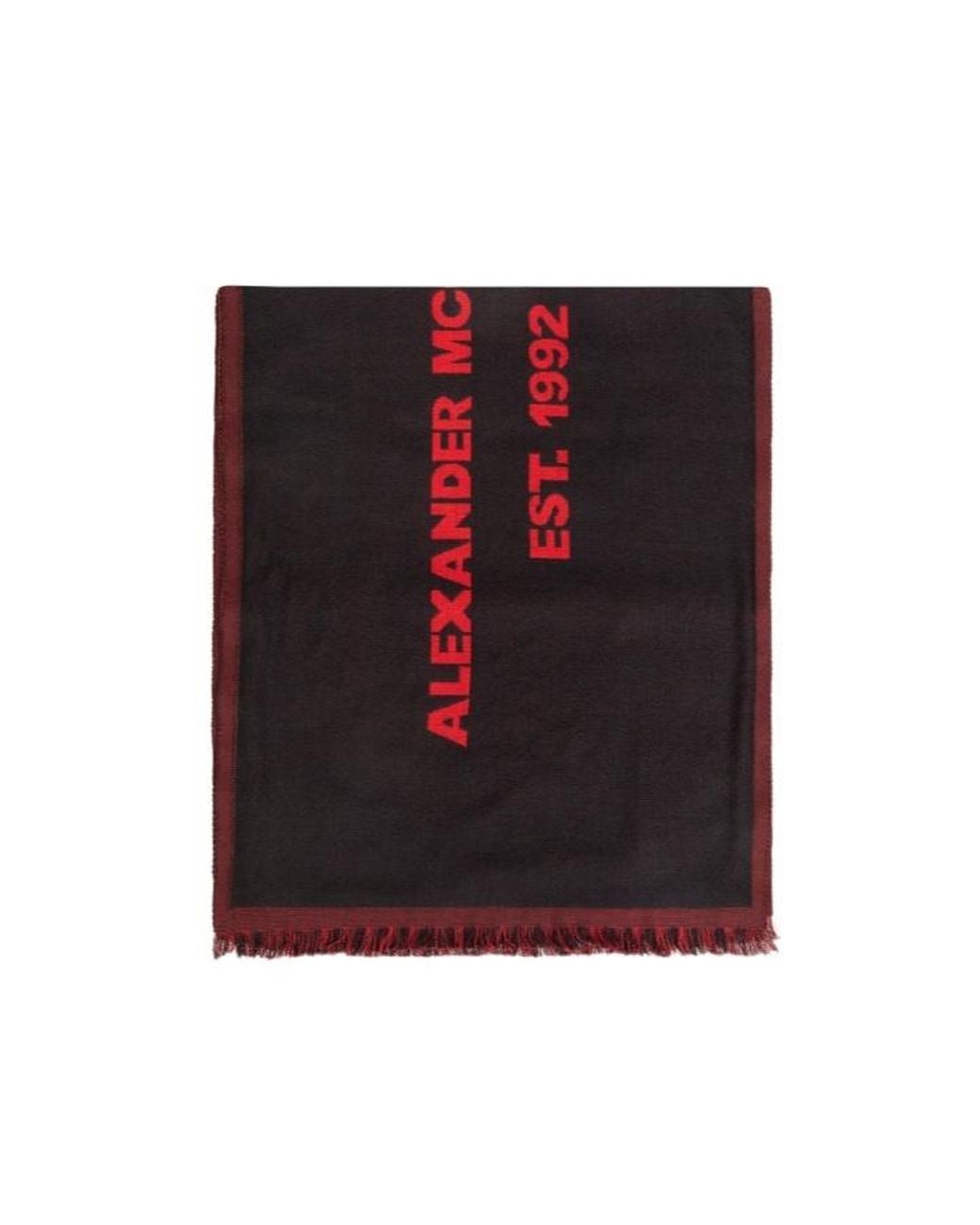 McQueen Red Oversized Graffiti Logo Scarf for men