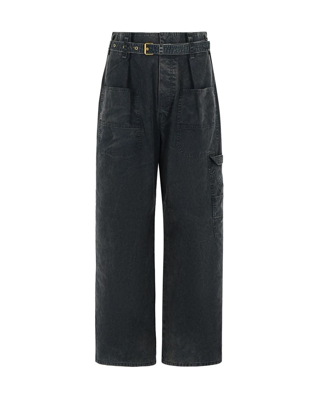 Isabel Marant Black Isabel Marant Étoile Belted Wide-Leg Cargo Trousers