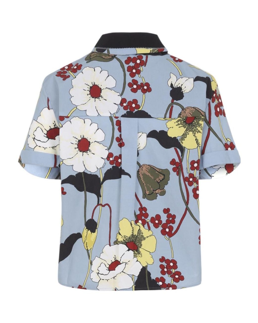Marni Blue Floral Print Short-Sleeve Shirt
