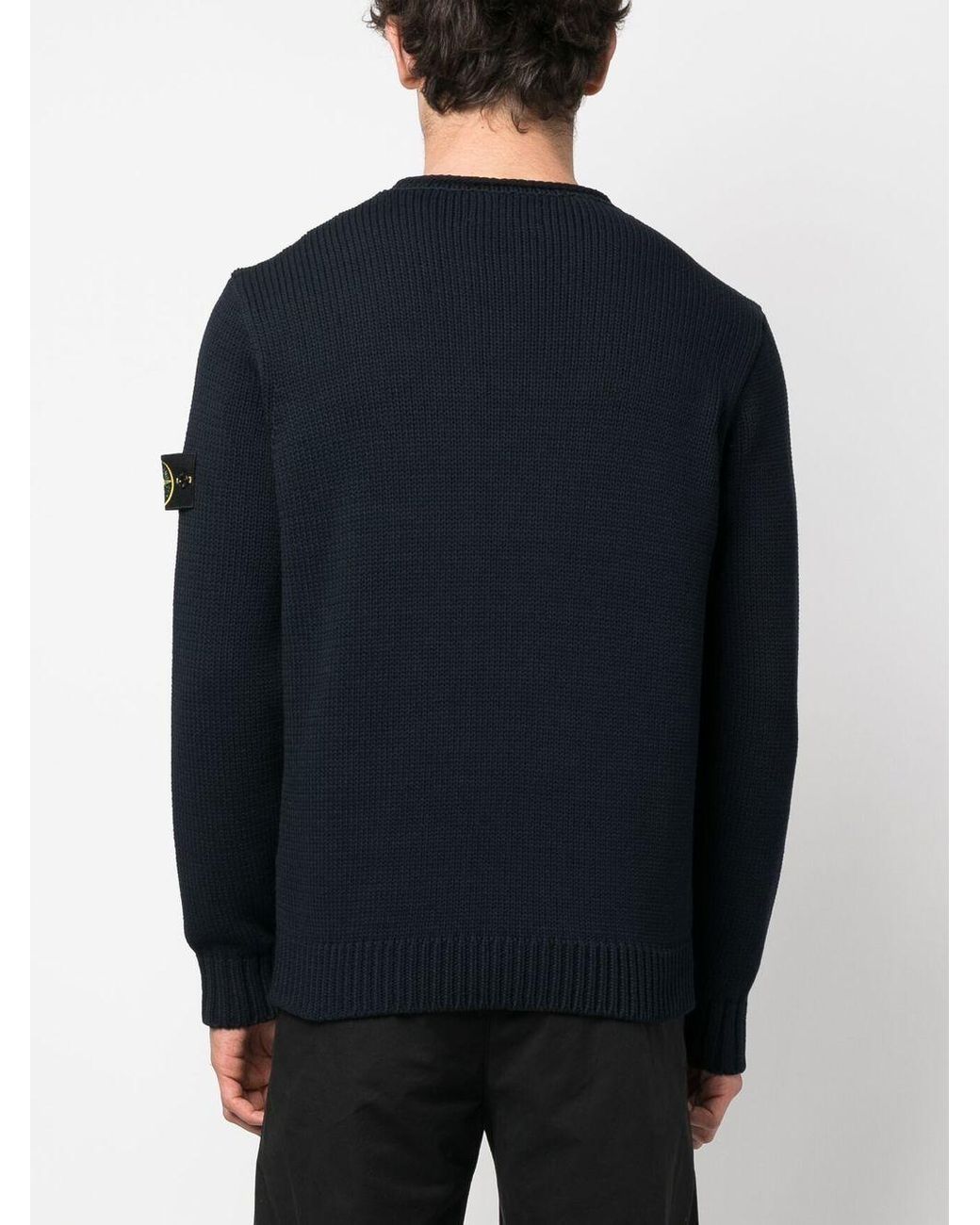 Stone Island Black Compass-Motif Crew Neck Sweatshirt for men