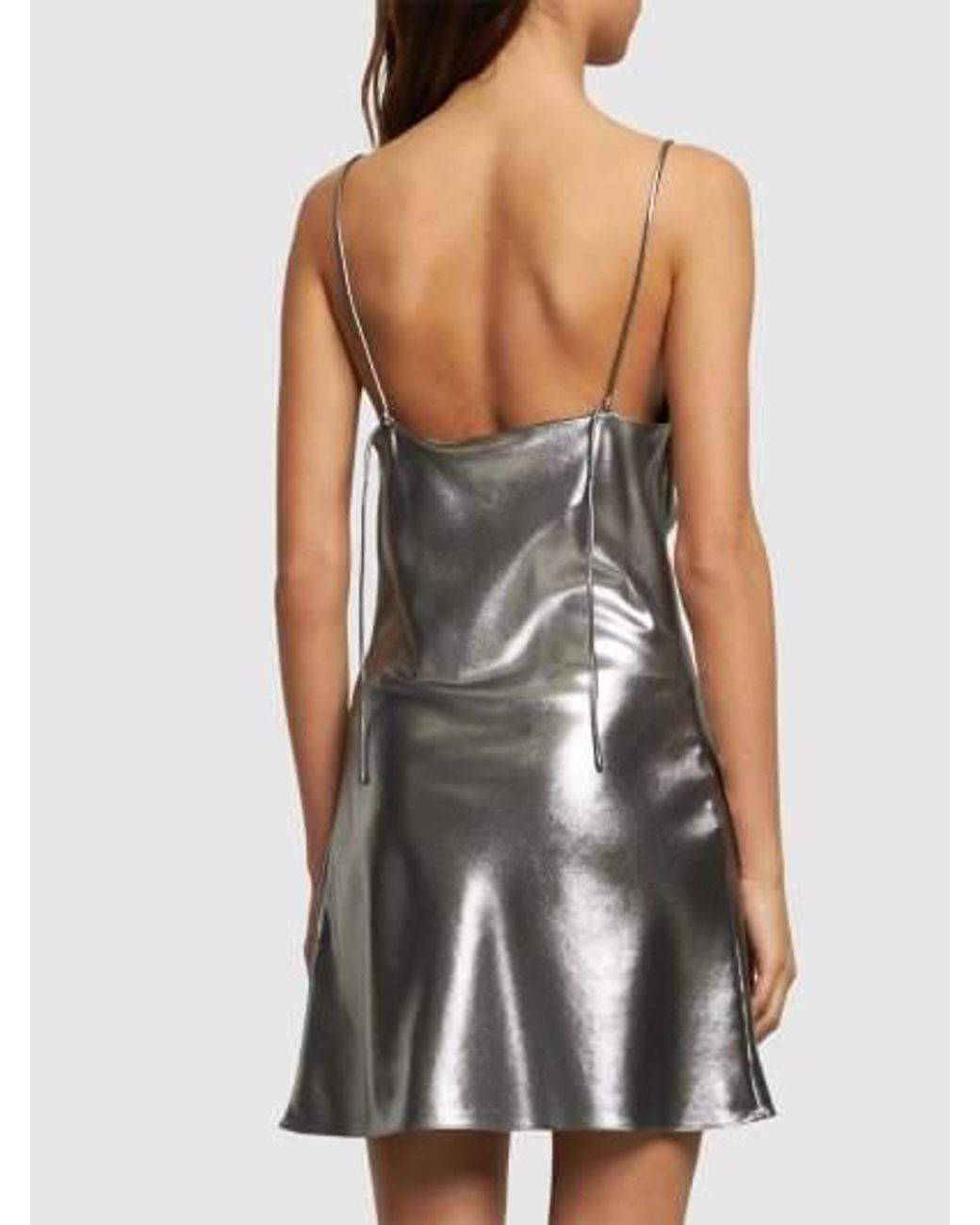 ROTATE BIRGER CHRISTENSEN Gray Metal Pendant Mini Sling Dress