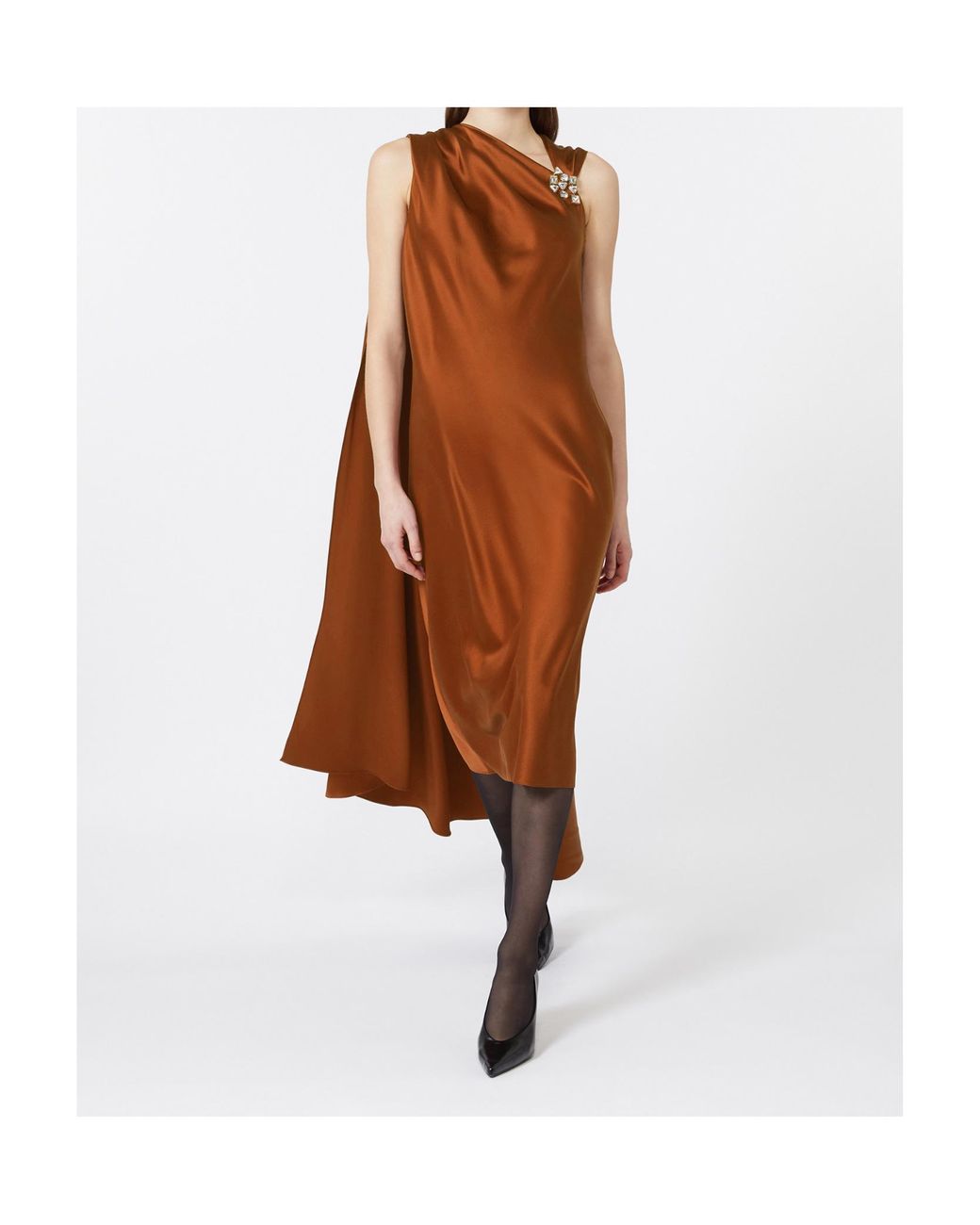 Max Mara Brown Silk Satin Cocktail Dress