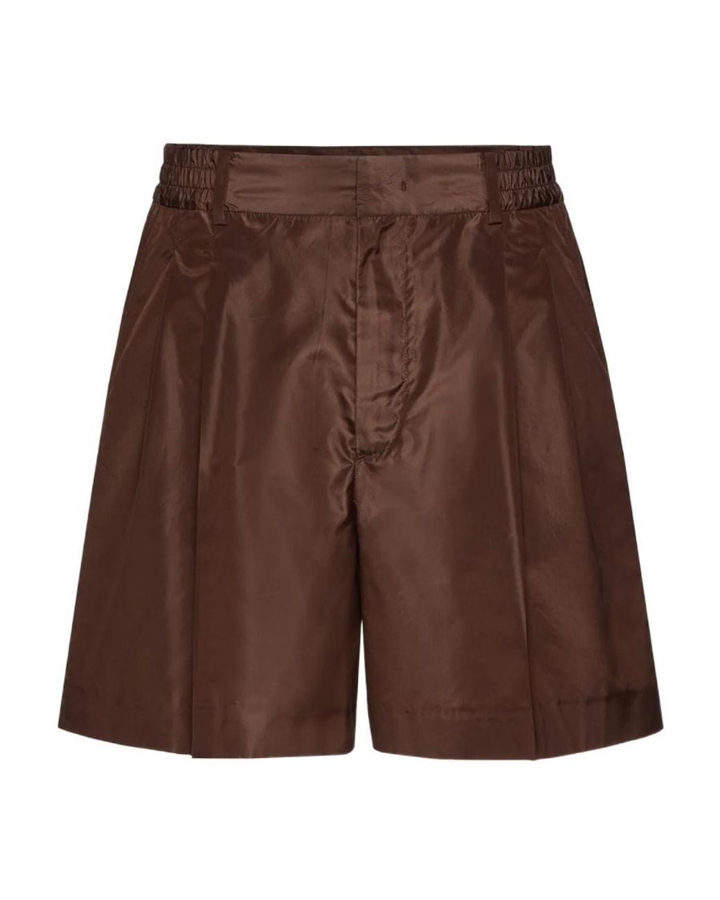 Valentino Brown Pressed-Crease Elasticated Waist Tailored Shorts for men