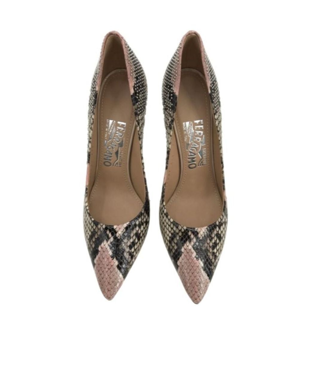 Ferragamo Metallic Logo Detail High Heels