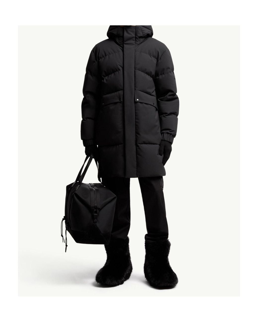 Moncler Black Avioth Hooded Long Down Jacket for men