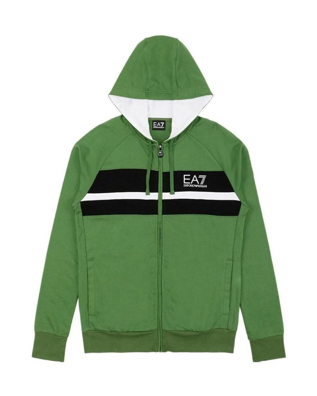EA7 Green Logo Printed Hooded Casual Jacket for men