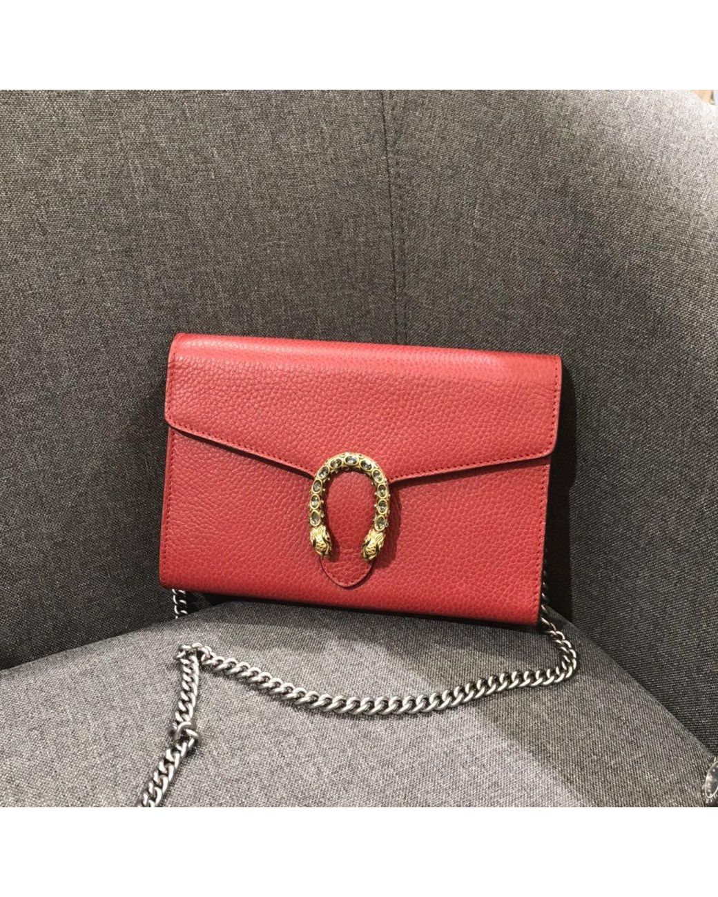 Gucci Red Dionysus Leather Mini Chain Bag