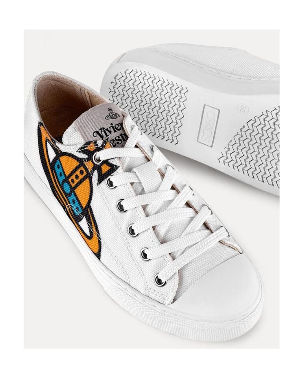 Vivienne Westwood White Saturn Print Low-Top Sneakers for men
