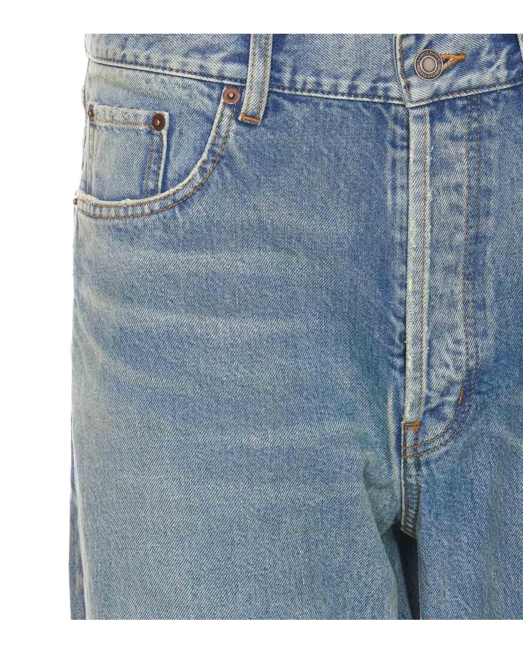 Saint Laurent Blue Loose-Fit Mid-Rise Jeans for men