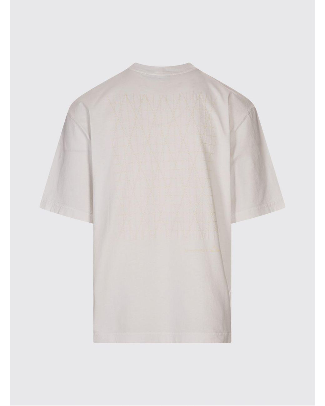 Stone Island White Crewneck Straight Hem T-Shirt for men