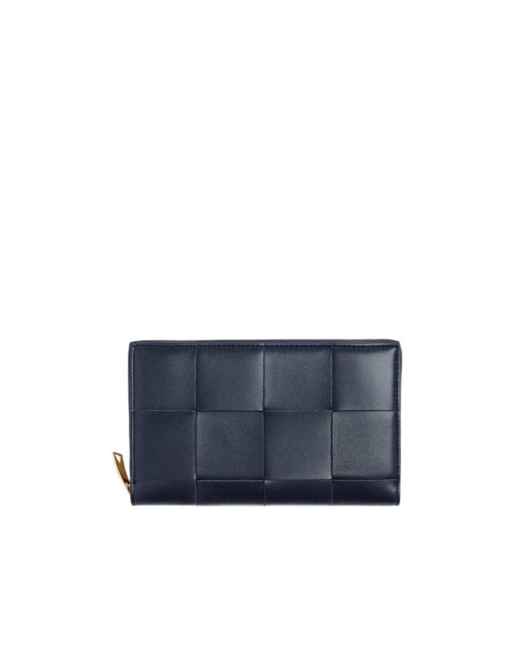 Bottega Veneta Blue Cassette Zip Around Wallet