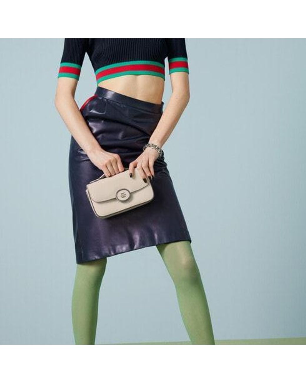 Gucci Natural Double G Logo Mini Shoulder Bag