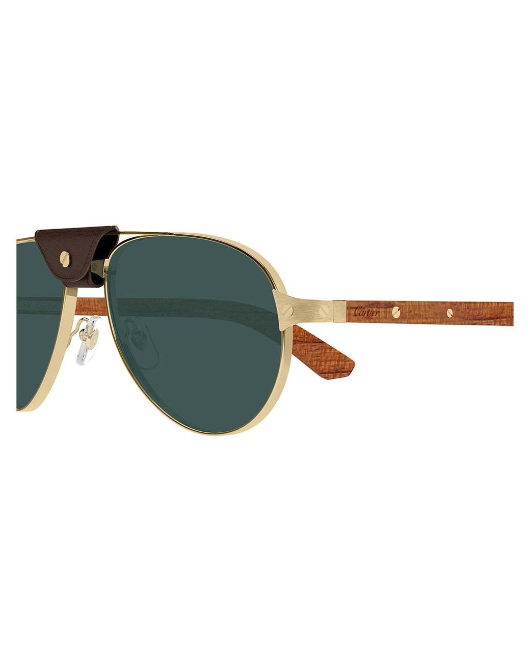 Cartier Green Aviator Brow-Bar Sunglasses for men