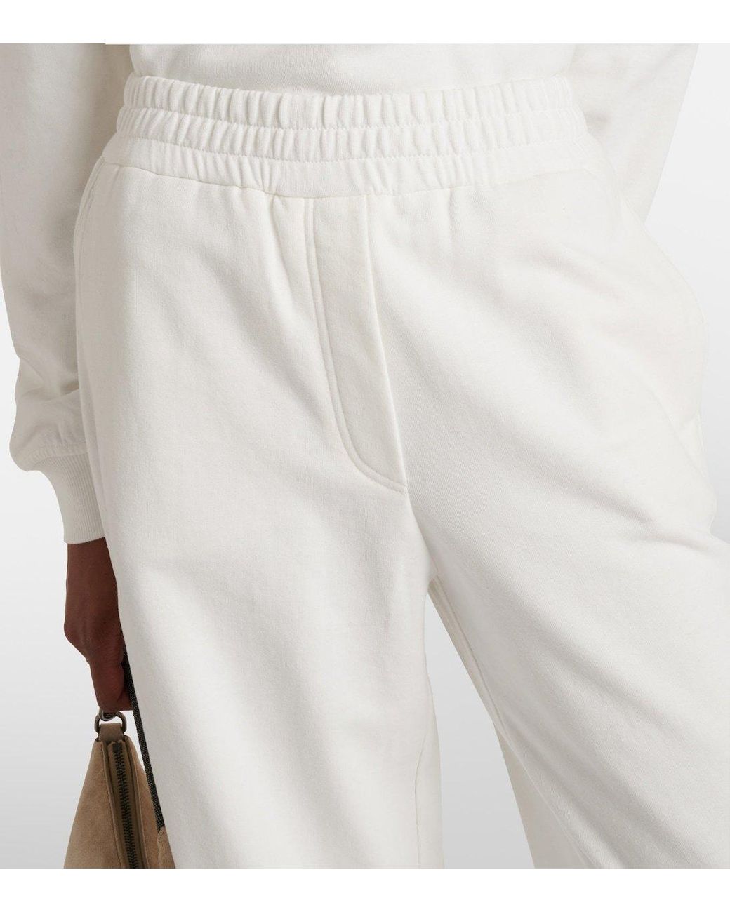 Brunello Cucinelli White Cotton Jersey Sweatpants