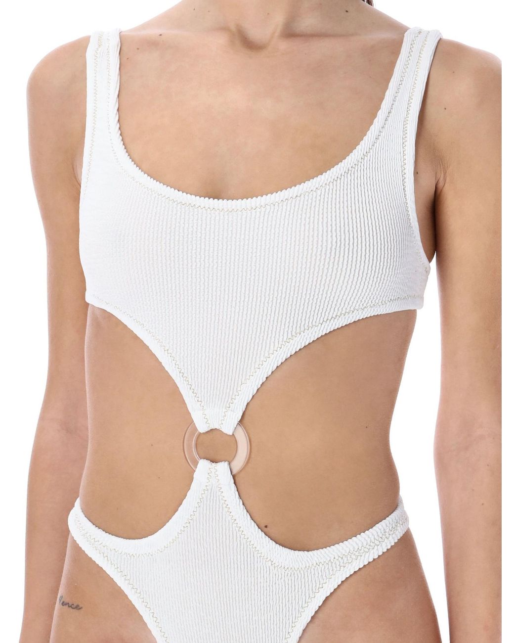 Reina Olga White Augusta Cut-Out Swimsuit