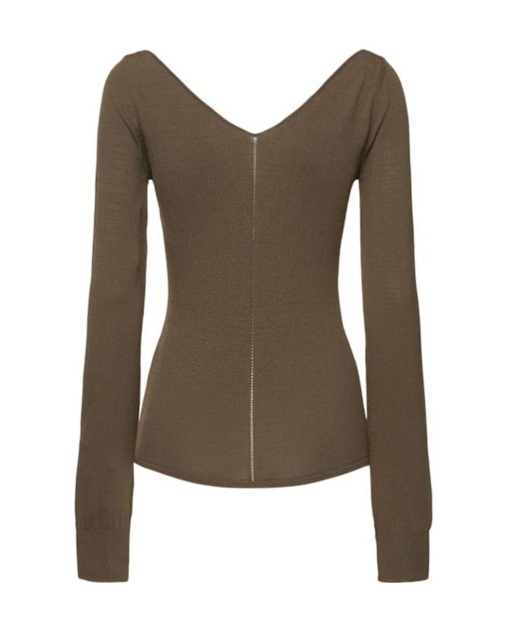 Lemaire Green Viscose Crepe Wide V-Neck Top