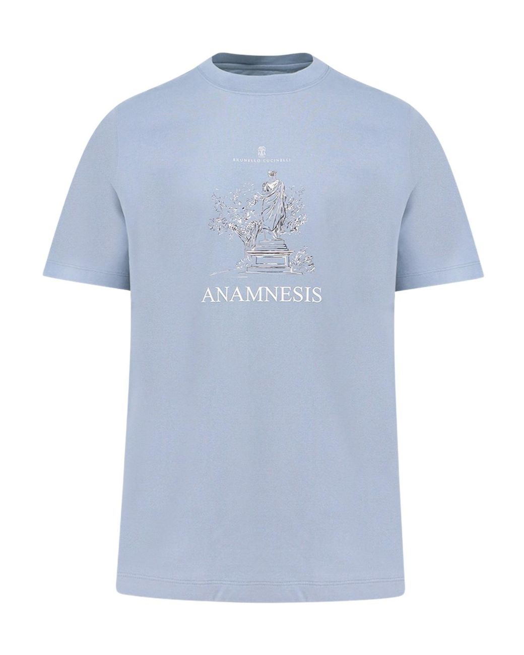 Brunello Cucinelli Blue Graphic Printed Crewneck T-Shirt for men