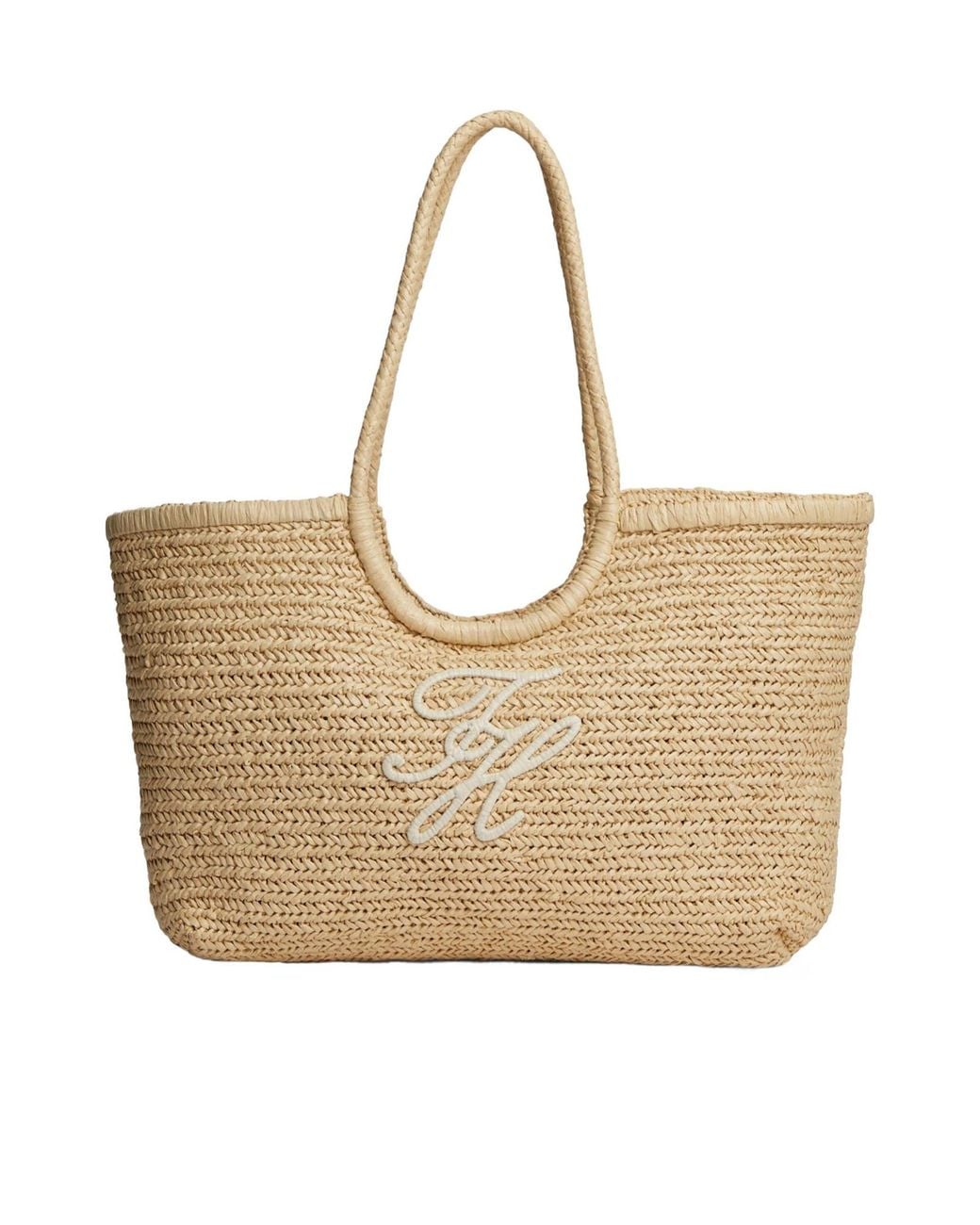 Tommy Hilfiger Natural Woven Straw Tote Bag