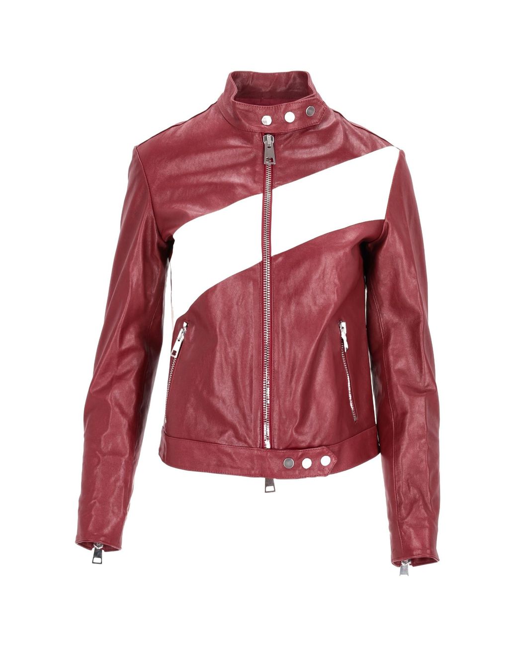 Lela Rose Red Zip-Up Leather Jacket