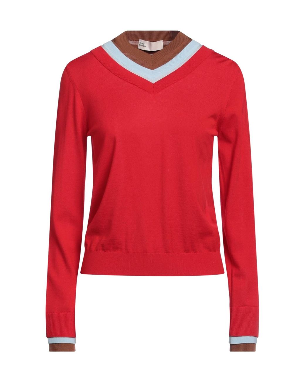 Tory Burch Red Lightweight Wool Knit Sweater