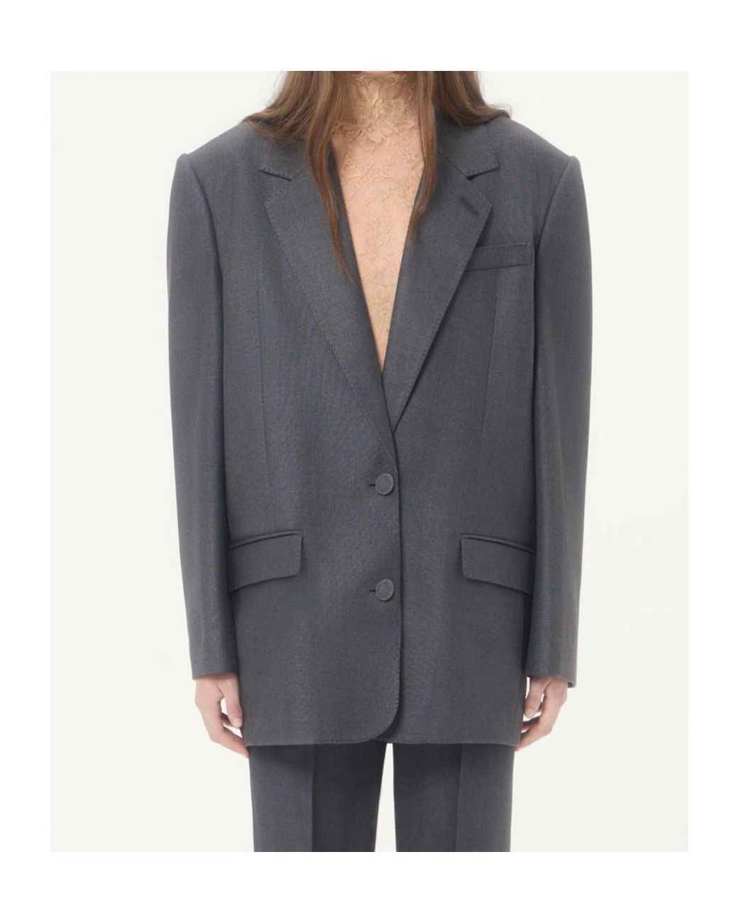Valentino Gray Long-Sleeve Blazer