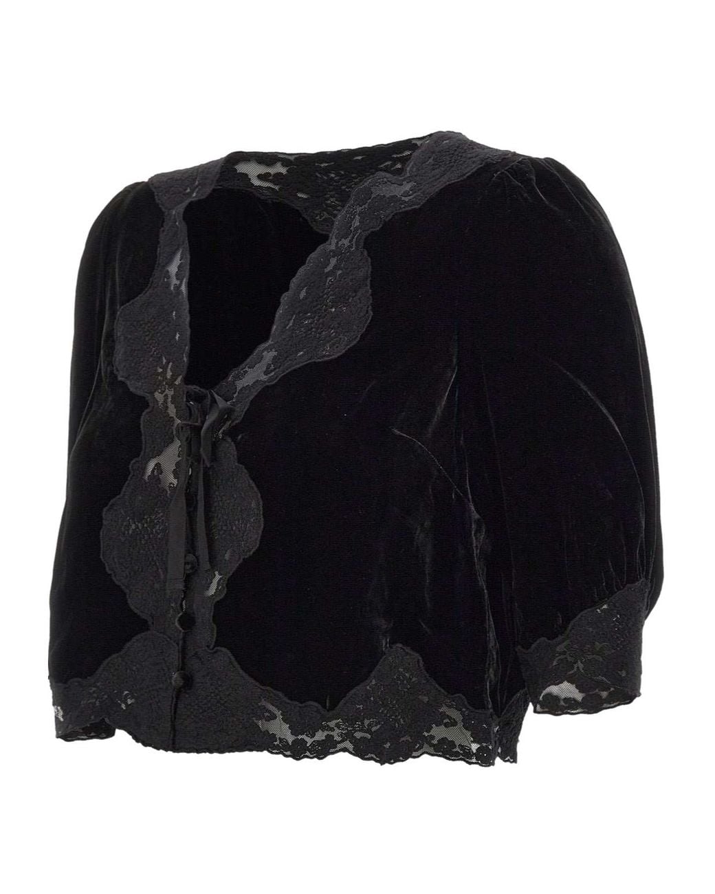 Rixo Black Ursula Velvet Top