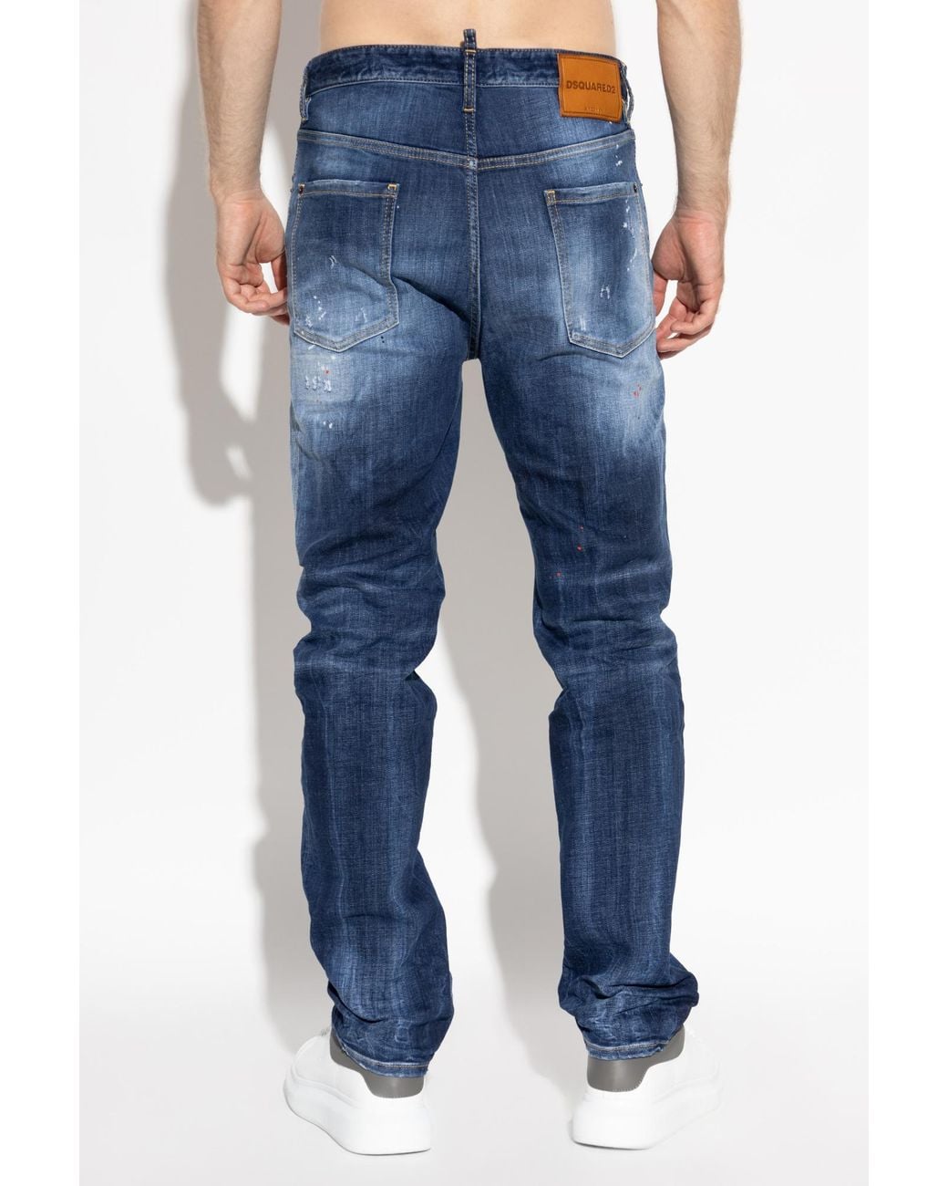 DSquared² Blue Distressed Straight-Leg Jeans for men
