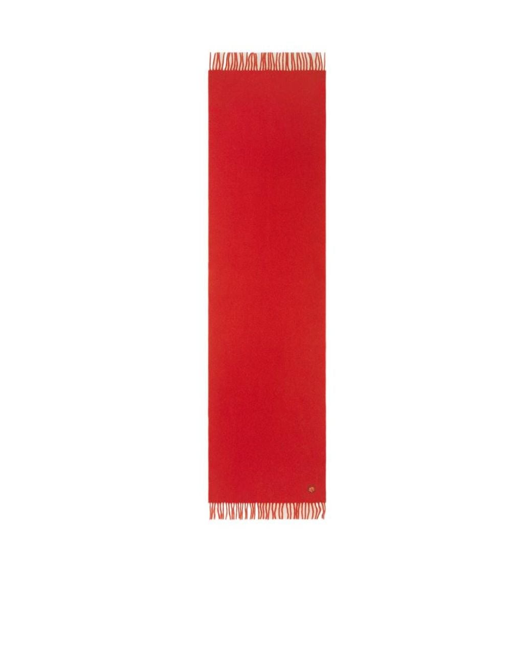 Maison Kitsuné Red Maison Kitsuné Logo Patch Fringed Knit Scarf for men