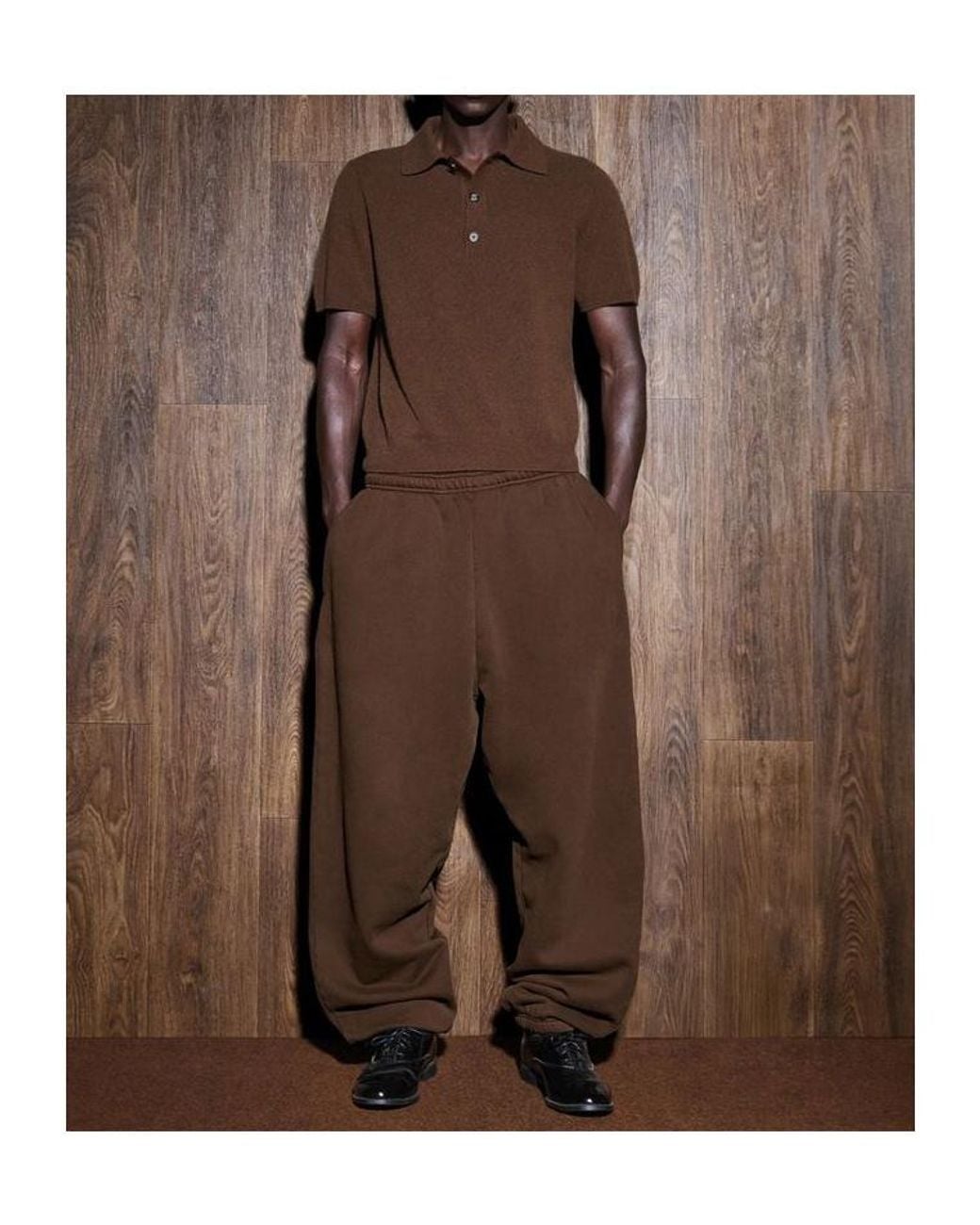 Entire studios Brown Short-Sleeve Knit Polo Shirt for men