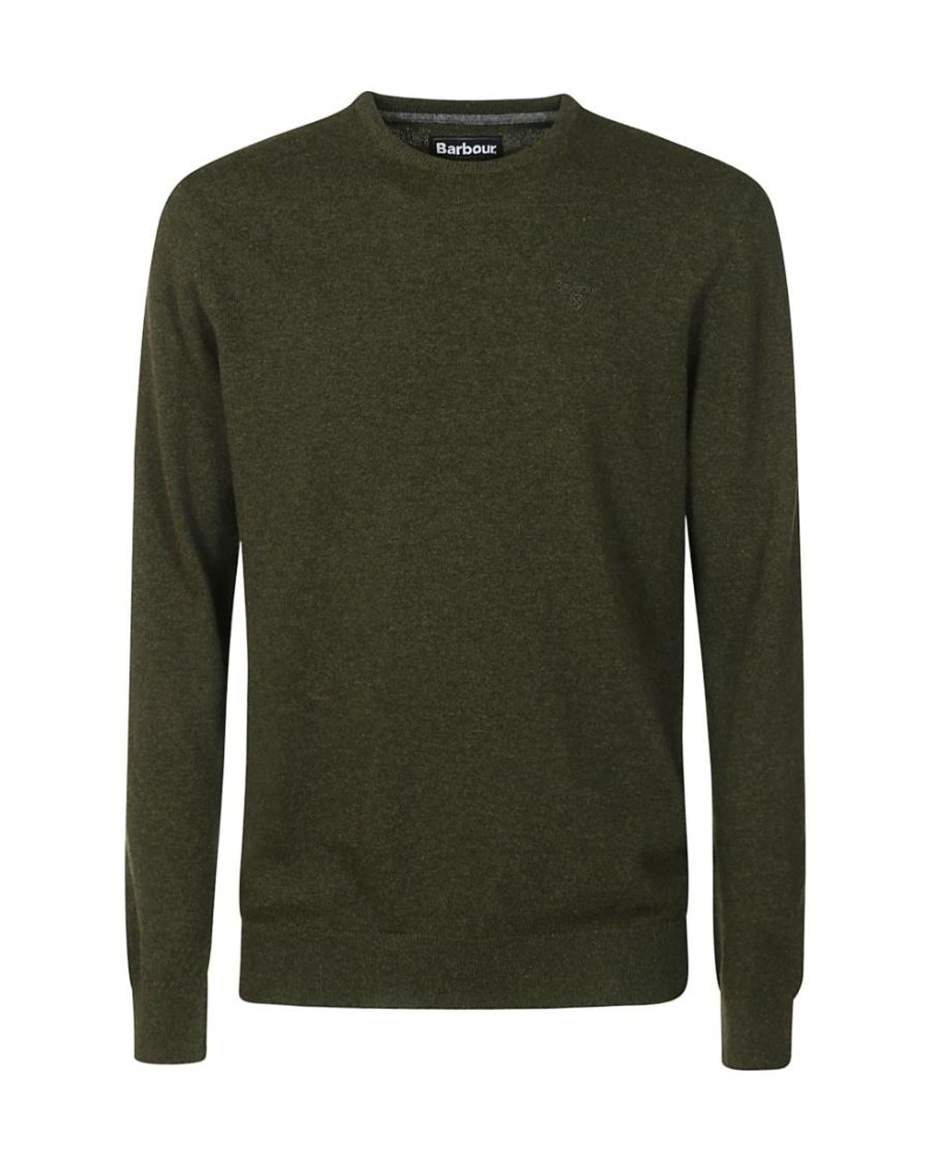 Barbour Green Logo Embroidered Crewneck Knitted Jumper for men