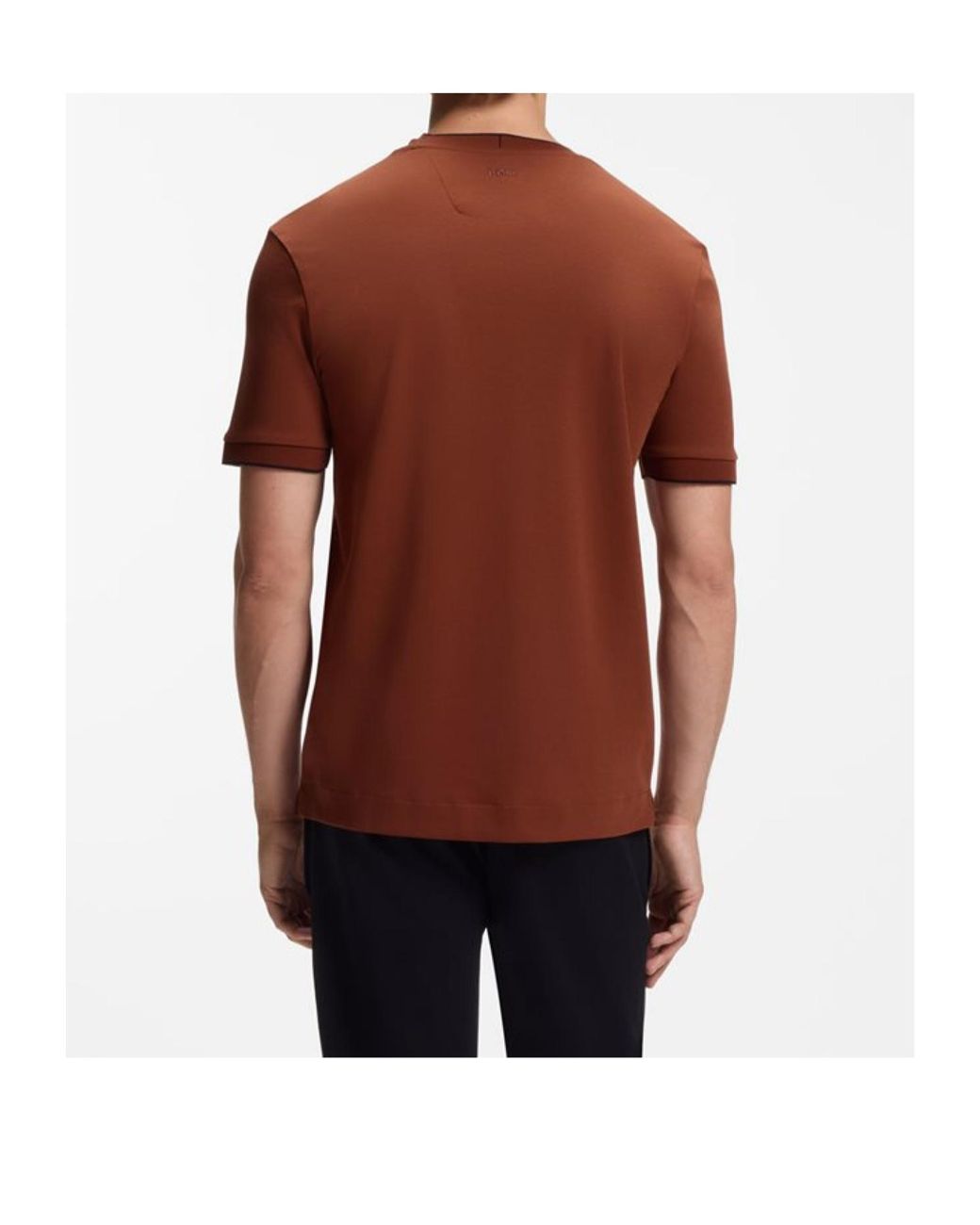 Boss Brown Logo-Plaque Cotton T-Shirt for men