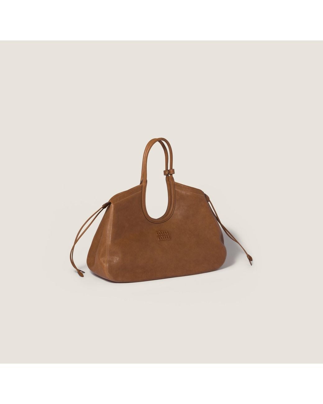 Miu Miu Brown Ivy Nappa Leather Shopping Bag