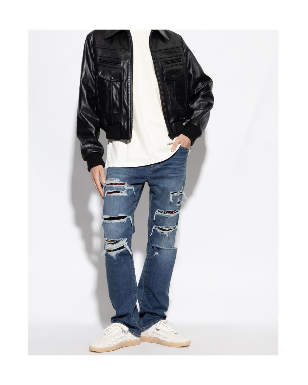 Amiri White Embossed Pacific Bones Sneakers for men