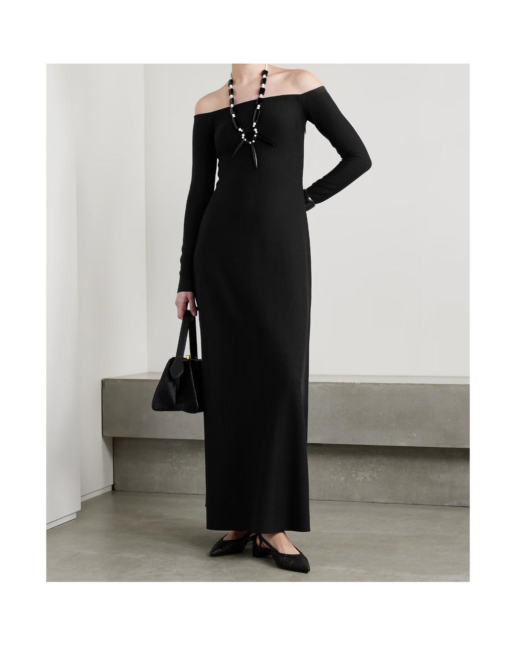 Gabriela Hearst Black Aine Off-The-Shoulder Silk-Jersey Maxi Dress