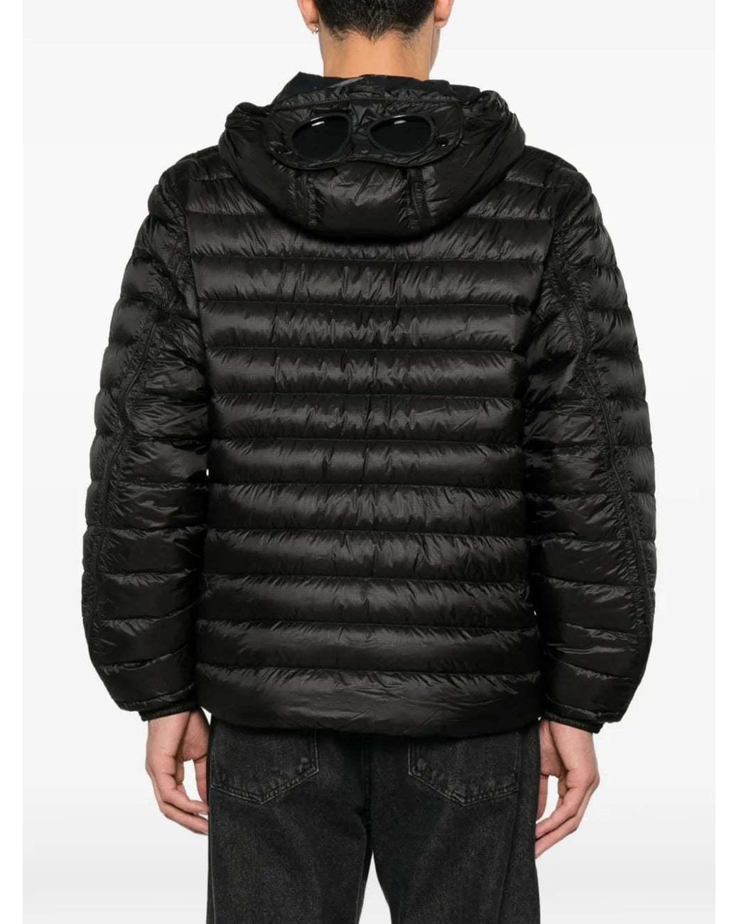 C P Company Black Long-Sleeved Quilted Down Jacket for men