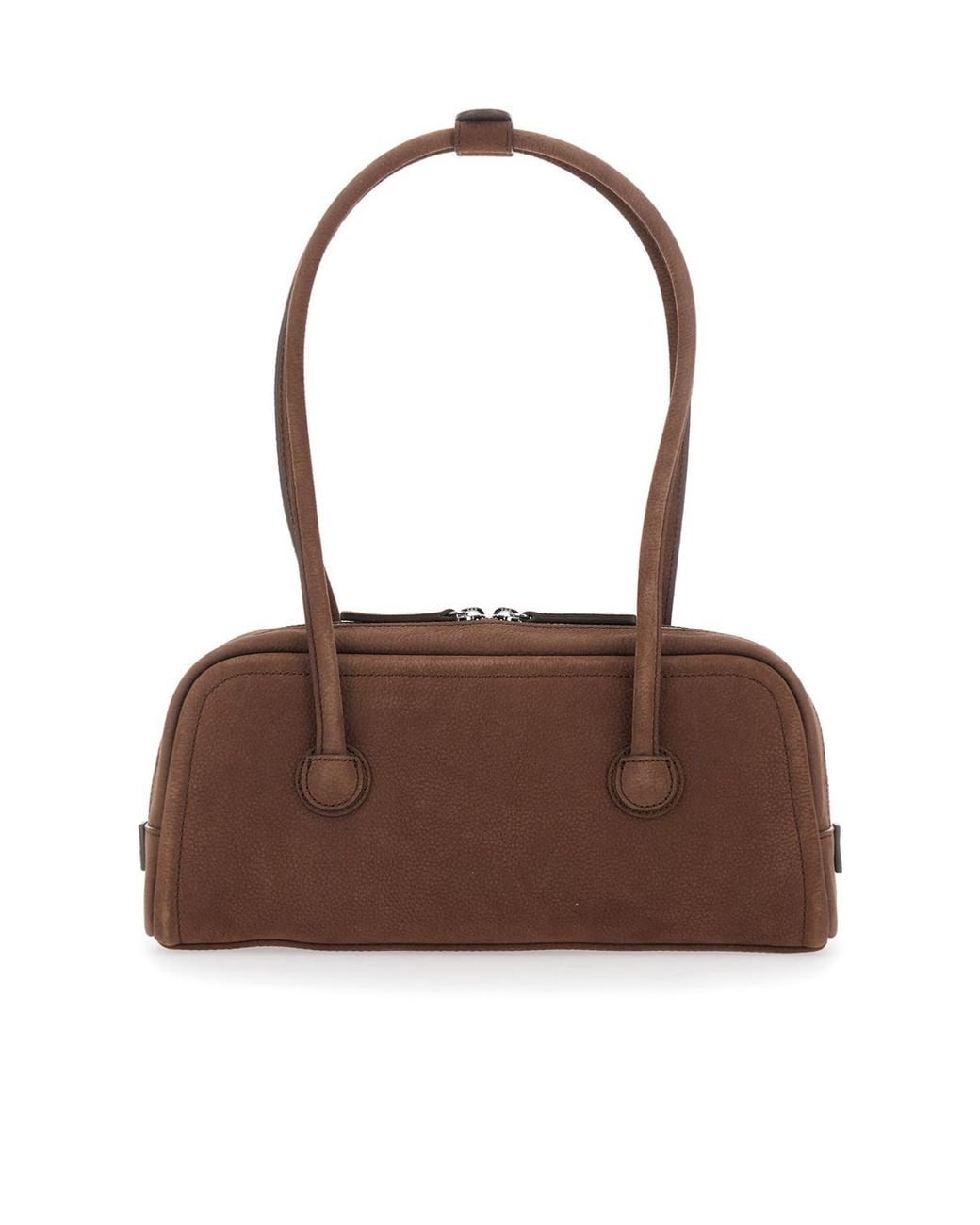 MARGE SHERWOOD Brown Embossed Flap Shoulder Bag
