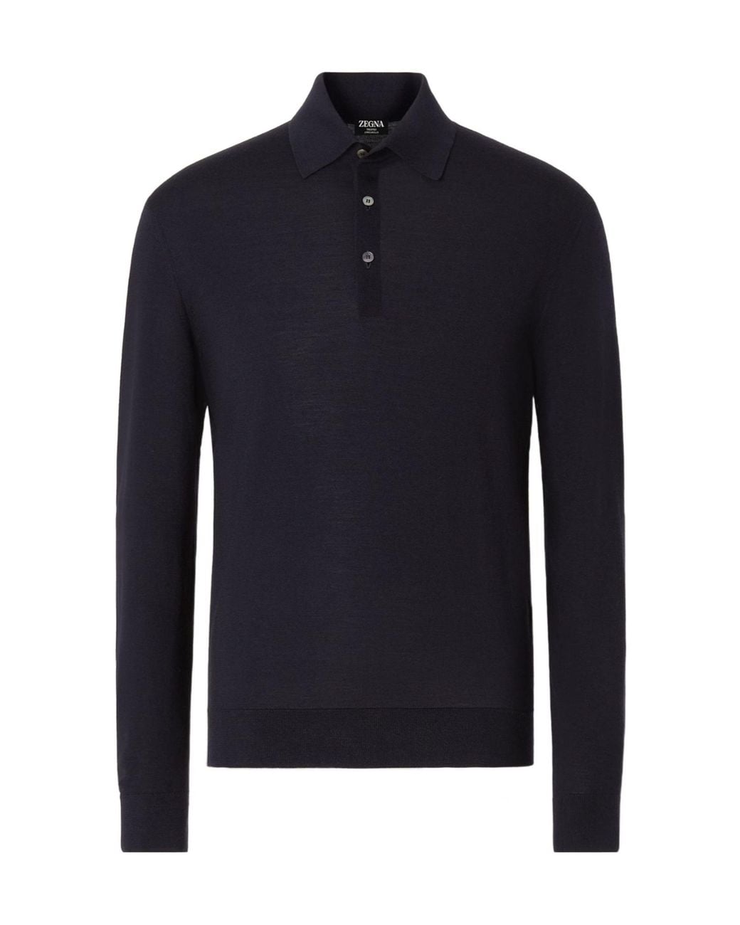 Zegna Blue Trofeo Long-Sleeve Polo Shirt for men