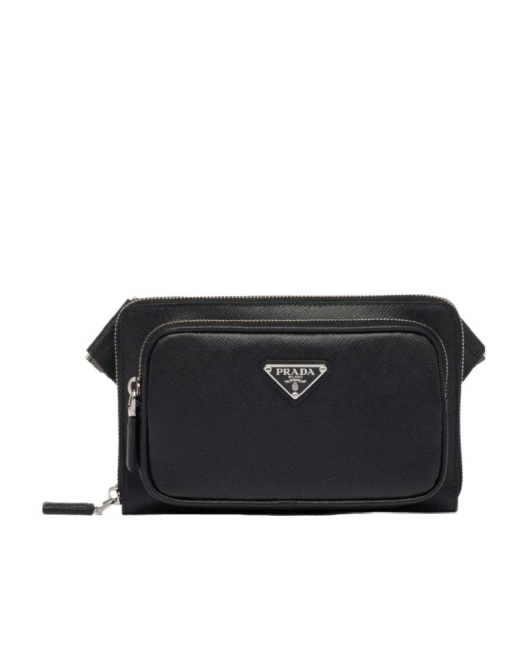 Prada Black Saffiano Leather Belt Bag for men