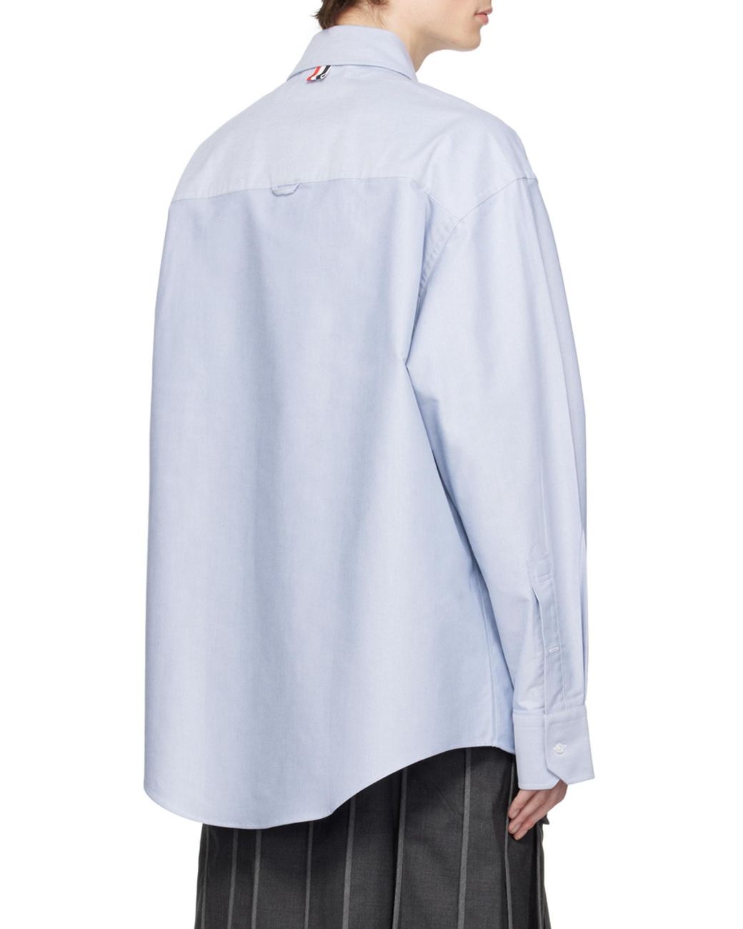 Thom Browne Gray Patchwork Long-Sleeved Shirt for men
