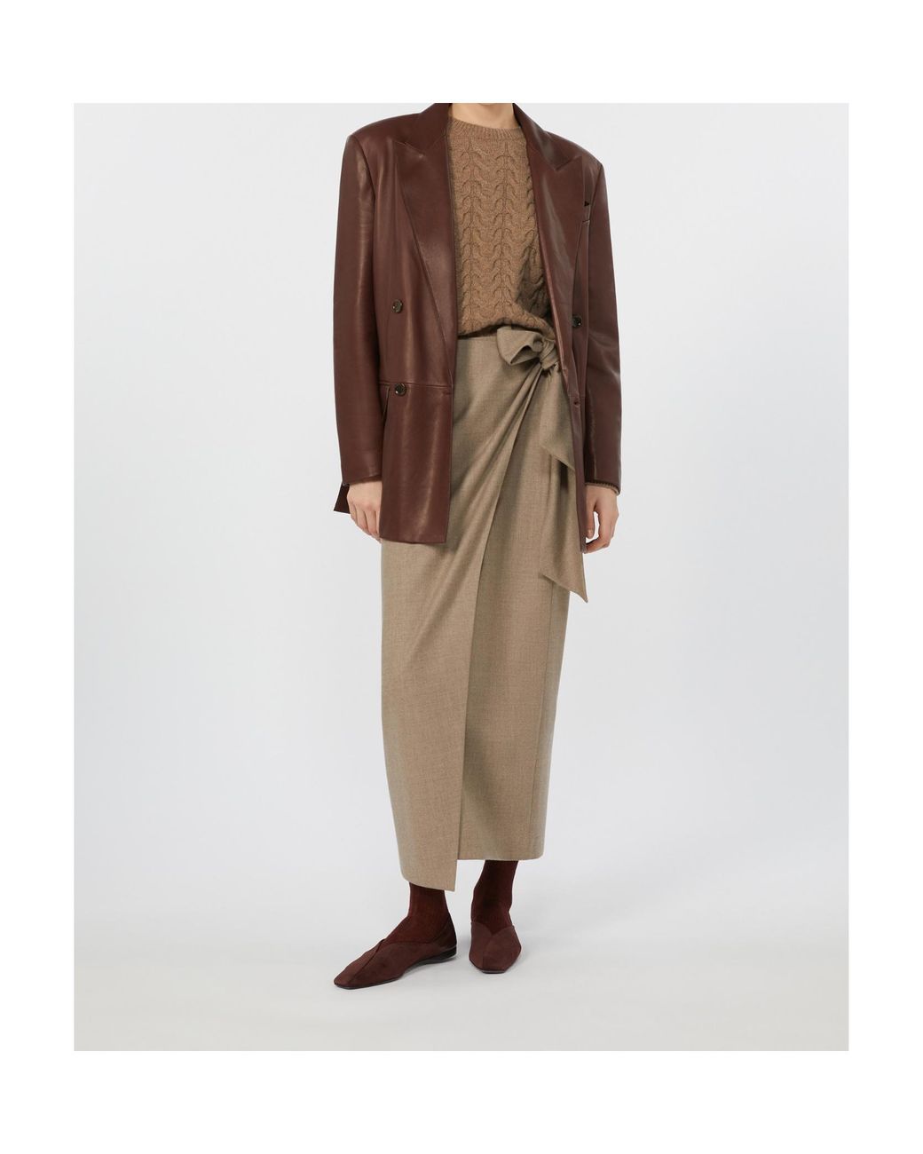 Max Mara Natural Long, Stretch-Cashmere Skirt