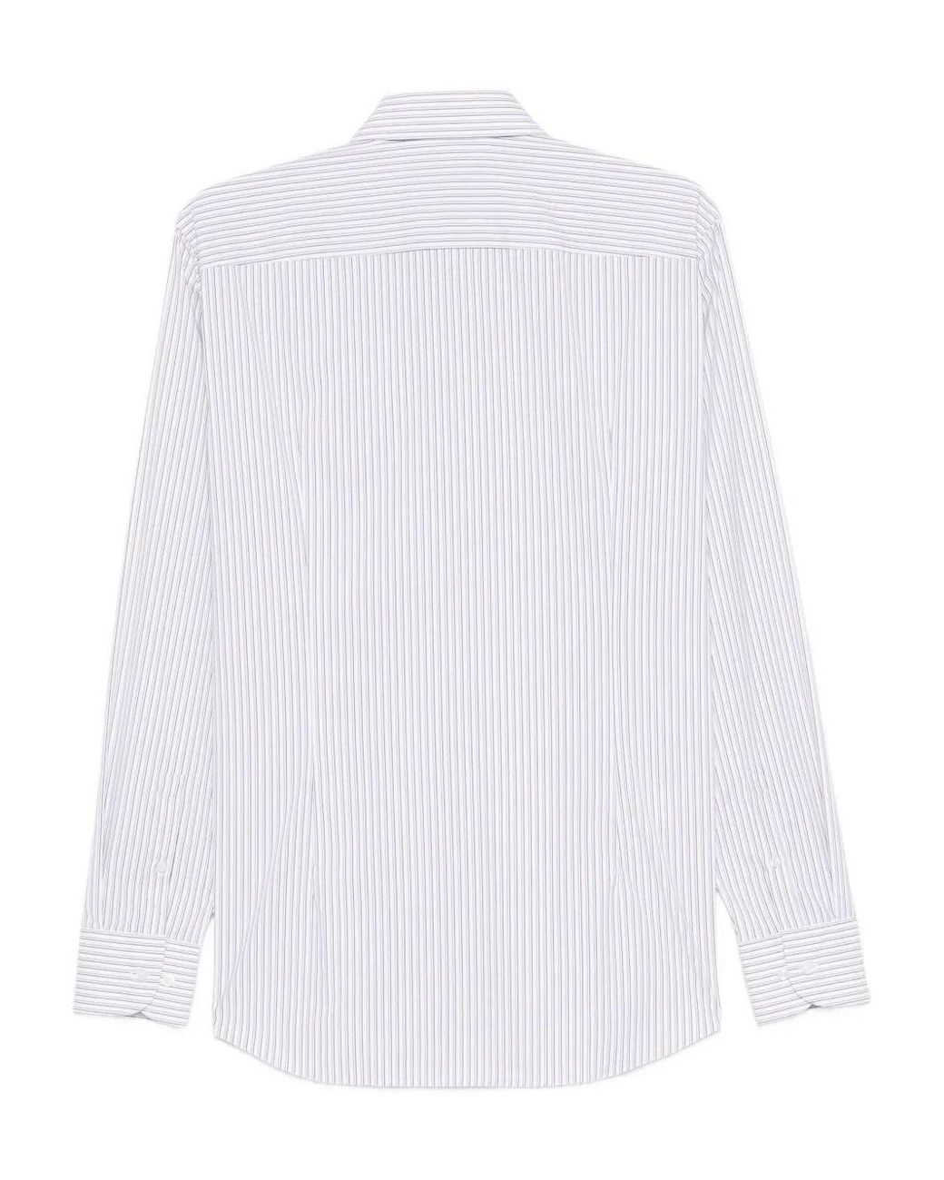 Boss White Striped Long-Sleeve Shirt for men