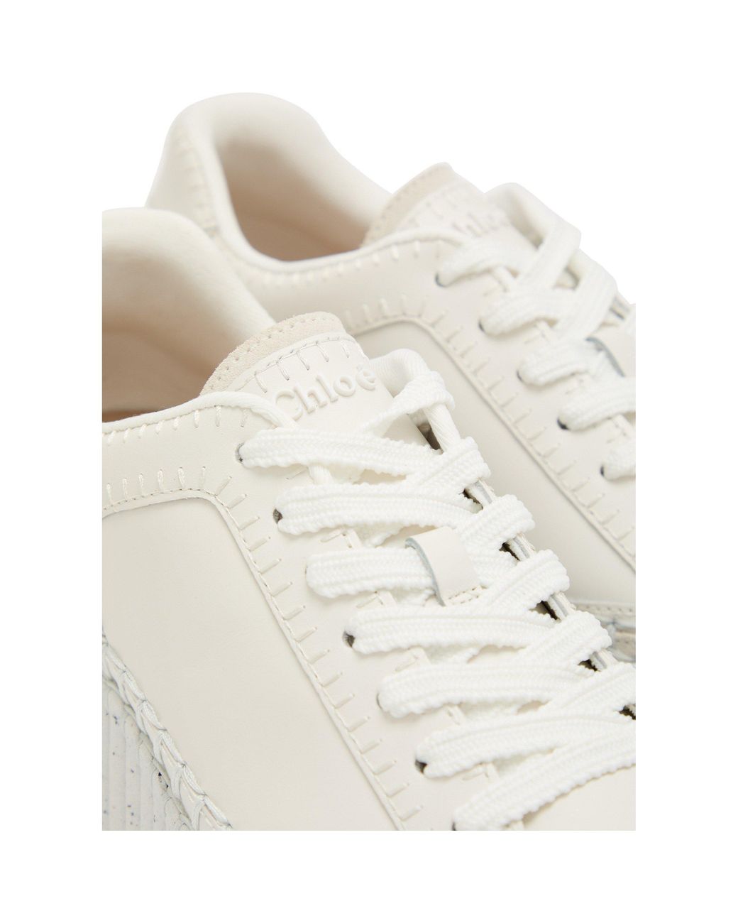 Chloé White Patchwork Thick-Soled Moccasin Shoes